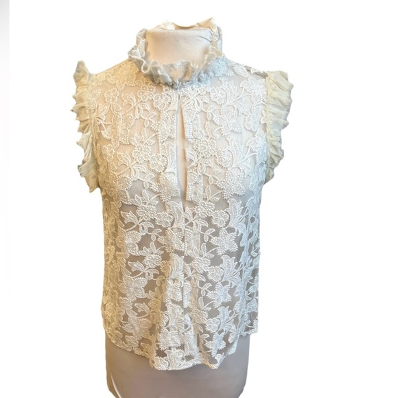 Alexis Keyhole Floral Lace Blouse - Large